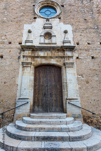 Facade of the Església de Sant Vicenç (St. Vincent's Church) in Regencos, Costa Brava, Catalonia, Spain, Europe