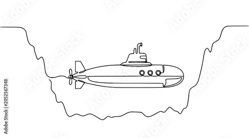 Fotografie Submarine exploring deep ocean trench, underwater exploration, naval vessel, mar