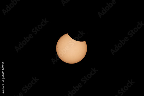 Sun and Moon Silhouette Contact During Partial Solar Eclipse Event - Total Eclipse on August 12 in Spain