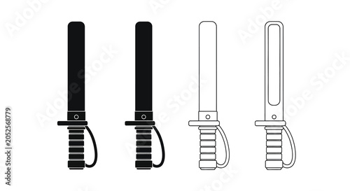 Schilderij op canvas Lightsaber Hilt And Blade Variations Black And White Silhouette