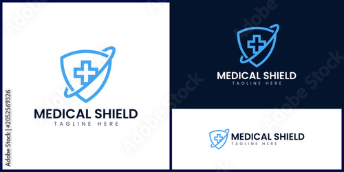 Creative Medical Shield Orbit Logo Template