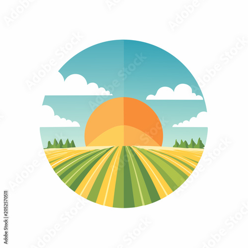 Sunrise over a cultivated field