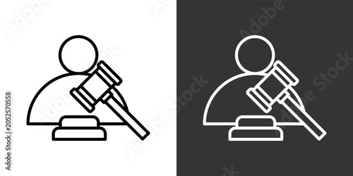 Fotografía Judge Black And White Icon Set Collection Pack Vector Illustration
