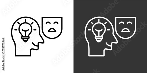 Canvas Print Deception Black And White Icon Set Collection Pack Vector Illustration