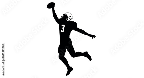 American football player catching ball silhouette