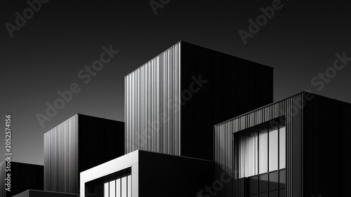 Minimal Concrete Architecture Exterior With Geometric Modern Design