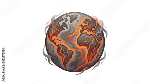 Картината върху платно Planet Earth engulfed in flames and smoke representing global warming