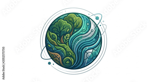 Valokuva Planet Earth Yin Yang Symbol Representing Nature and Water Balance