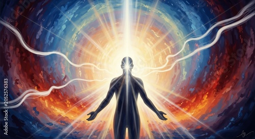 Person Emitting Energy Vortex Spiritual Enlightenment