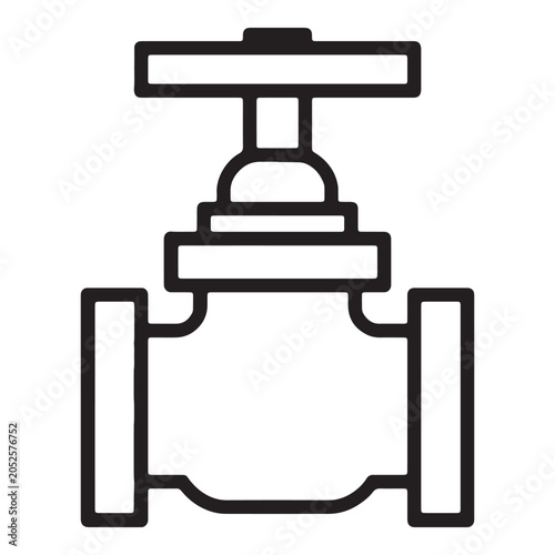 Minimalist industrial valve icon with adjustable handle for mechanical schematics