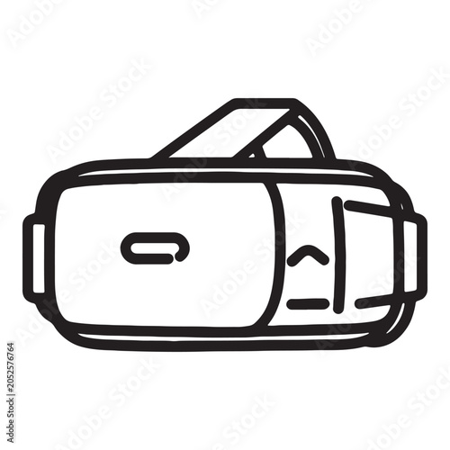 Minimalist black and white outline icon of a virtual reality headset for modern digital design projects