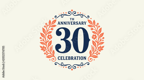 Foto Thirtieth anniversary celebration emblem design.