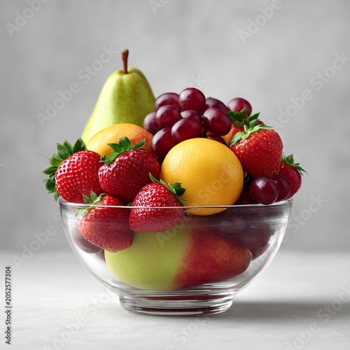 Glass Bowl Filled with Fresh Organic Fruits