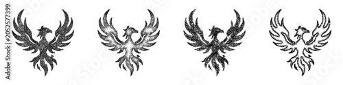 Bild auf Leinwand Sketch phoenix flame icon design set