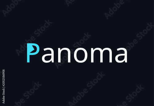 Panoma lettermark logo design template. Minimalist abstract letter P corporate branding symbol.