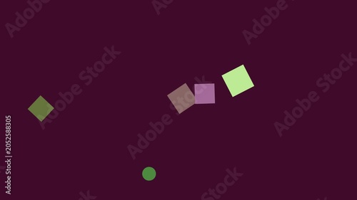Geometric Shapes Dancing Across a Deep Purple Background With Subtle Green Accents