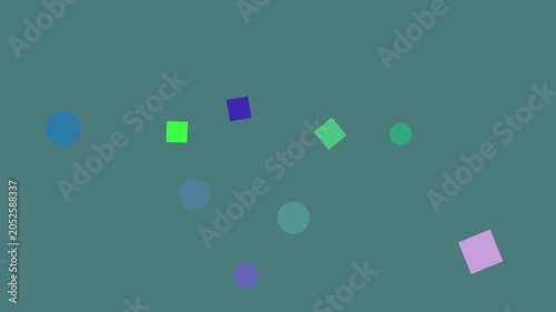 Geometric shapes dancing in teal background with subtle movement