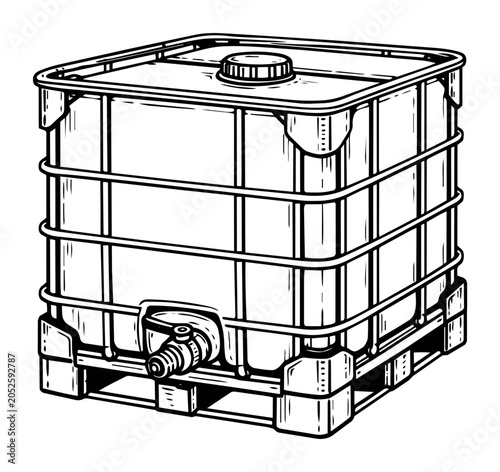 IBC with a pallet base, ideal for the storage, transportation, and handling of large quantities of liquids