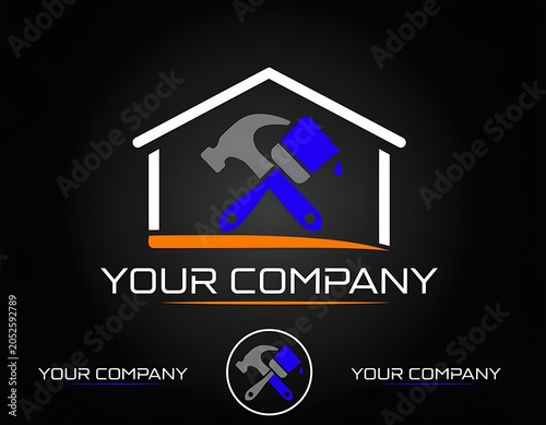 Construction Company Logo Design with Tools.