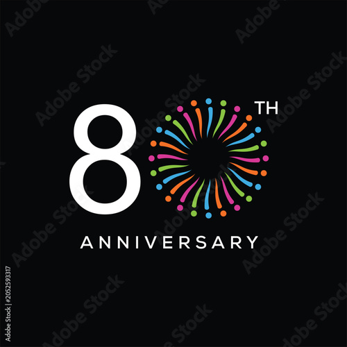 Number 80 Anniversary years for birthday celebrating holiday logo design