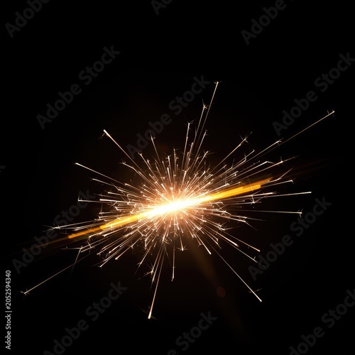 Conceptual abstract visualization of a powerful breakthrough moment, energy spark, or creative inspiration against a dark background, idea, planning, background