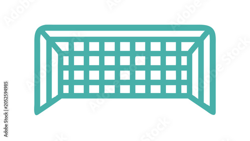 Soccer goal illustration, flat design, teal color, sporting equipment, 
