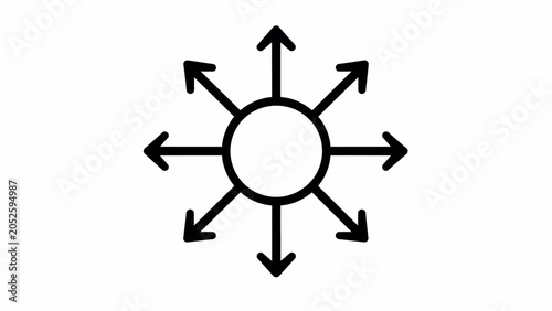 Multi Direction Arrows Icon Radial Navigation Choice Symbol