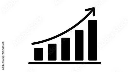 Bar Chart Growth Icon with Up Arrow Business Analytics Symbol