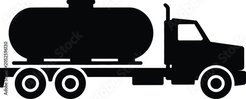 Cuadro en lienzo Black silhouette icon of fuel tanker truck for logistics and oil transportation isolated on background