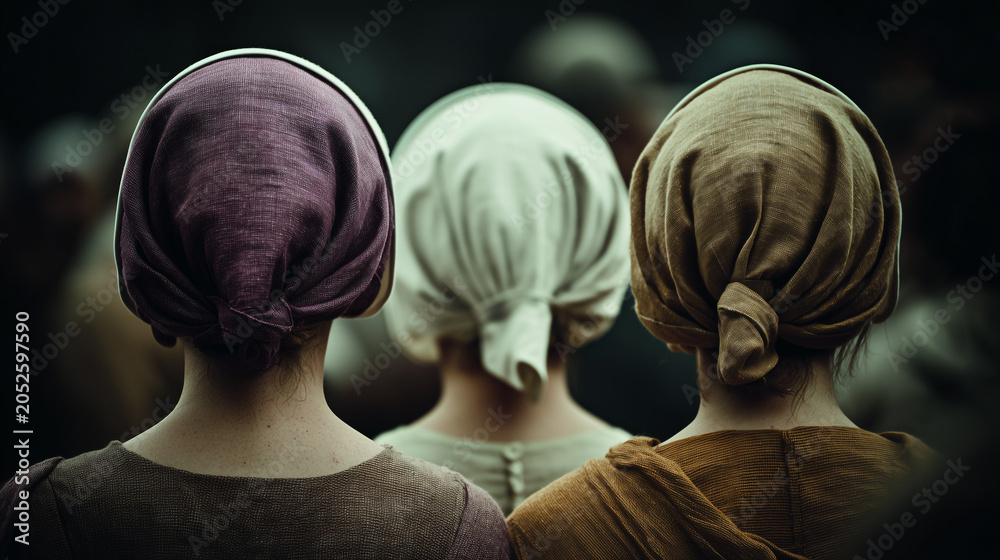 Fototapeta premium Women Wearing Headscarves in Conformist Community