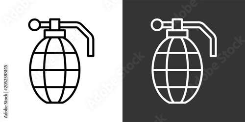 Cuadro en lienzo Grenade White And Black Icon Set Collection Pack Vector Illustration