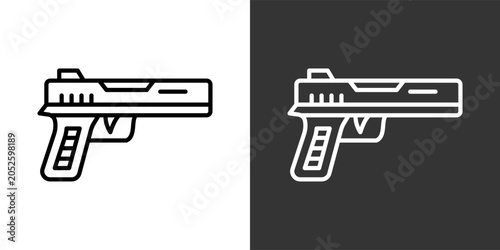 Photos Pistol White And Black Icon Set Collection Pack Vector Illustration