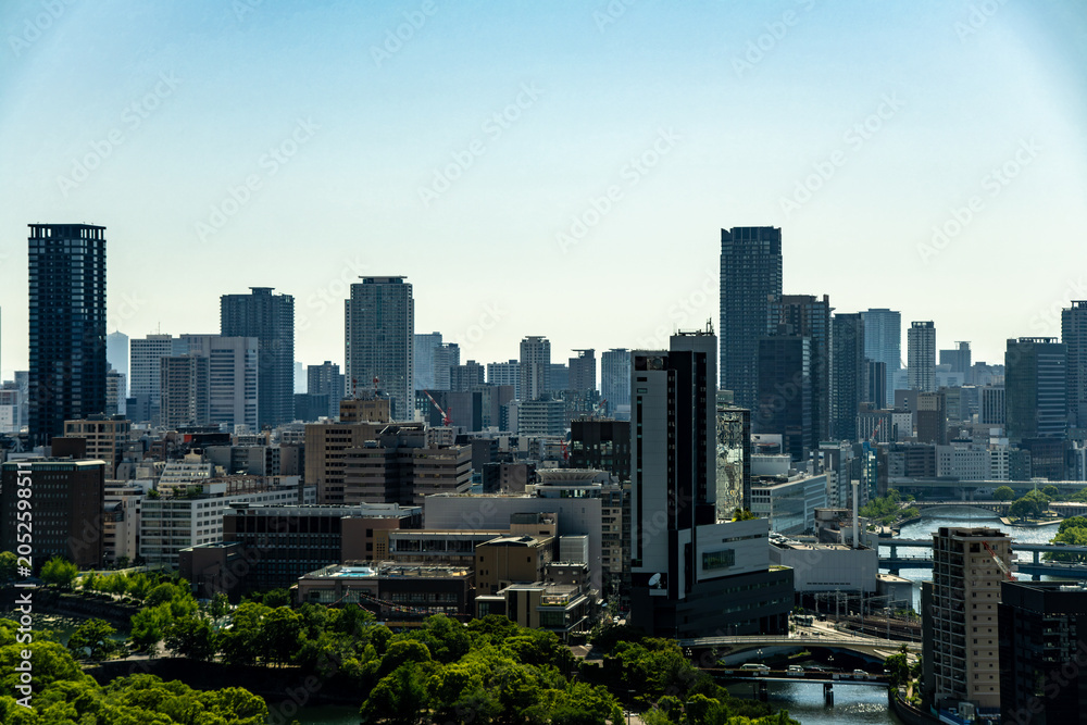 Fototapeta premium 大阪ビジネスパークの高層ビルから見た天満橋方面の風景