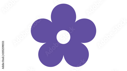 Purple Flower Icon Simple Floral Shape for Spring Design
