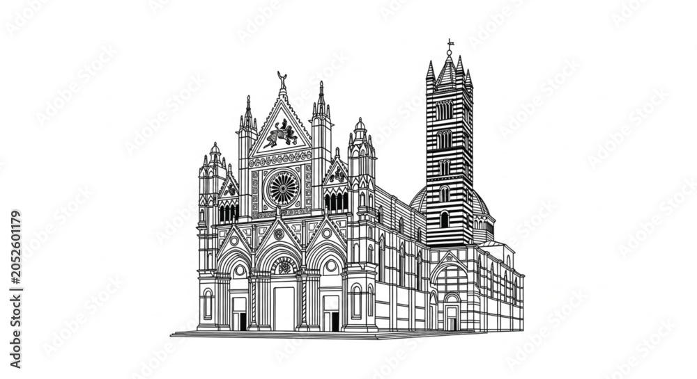 Fototapeta premium Detailed Gothic Cathedral Architecture Design.