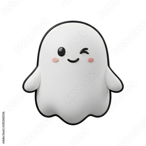 Cute Winking Ghost Character