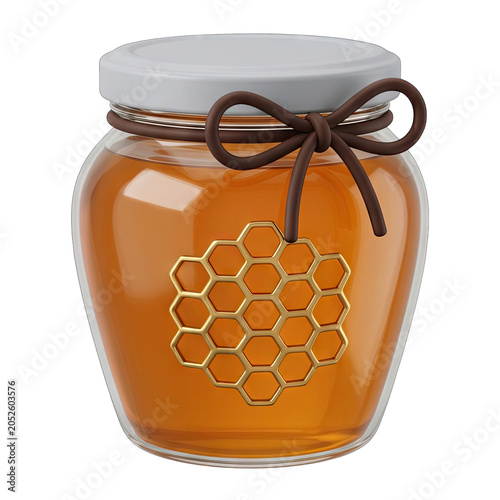 Glass Jar of Honey with Honeycomb Charm and Bow