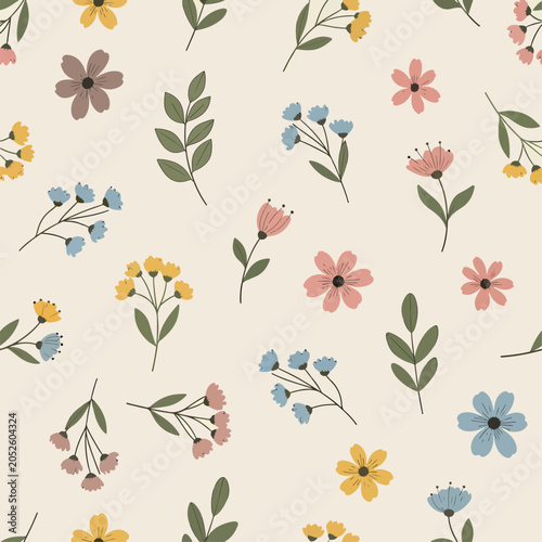 Fashion flower pattern background vector trendy apparel fabric
