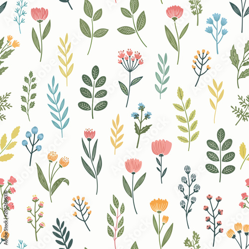 Schilderij op canvas Dainty flower pattern background vector small scale blossom