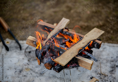 fire in the fireplace