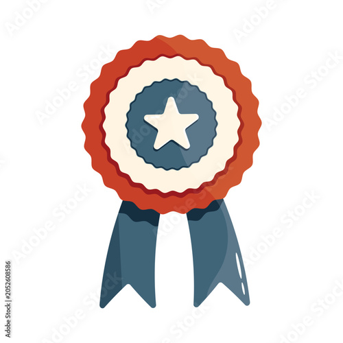 Patriotic Award Ribbon Badge Clipart in Red White and Blue