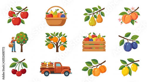 Collection of Fresh Fruits and Vegetables Harvested from Farms.
