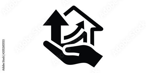 Tableau sur toile Home protection icon black silhouette on white background