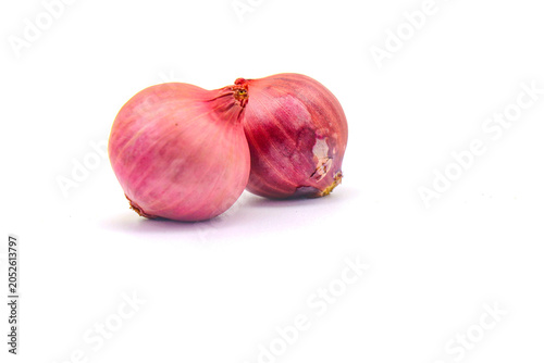 Foto Shallots on a white background