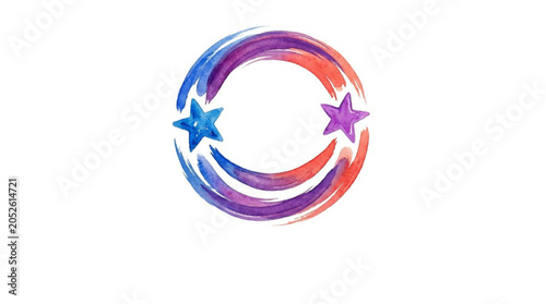 Colorful Abstract Circle with Stars and Swirls