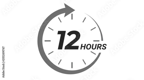 Clock face with 12 hours, circular timer icon