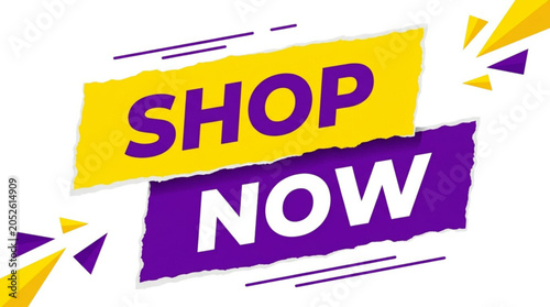 Shop now text on colorful banners