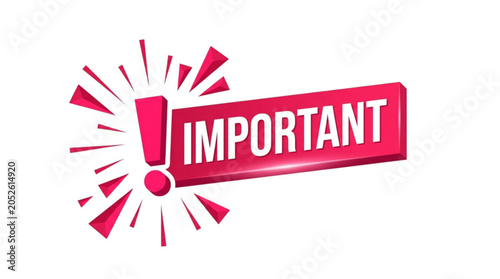 Important announcement banner with pink explosion burst and bold text on white background