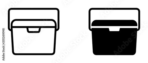 Cooler Box Icons: Portable Ice Chest Vector Graphics, Outdoor Beverage Container, Camping Gear Symbol