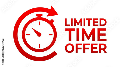 Limited Time Offer Icon with Clock on White Background